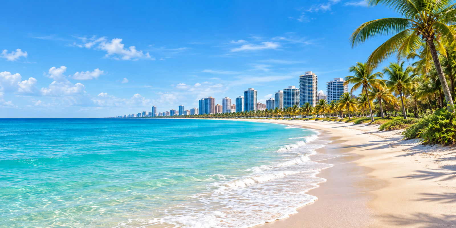 Sunlit Tropical Beach and Skyline